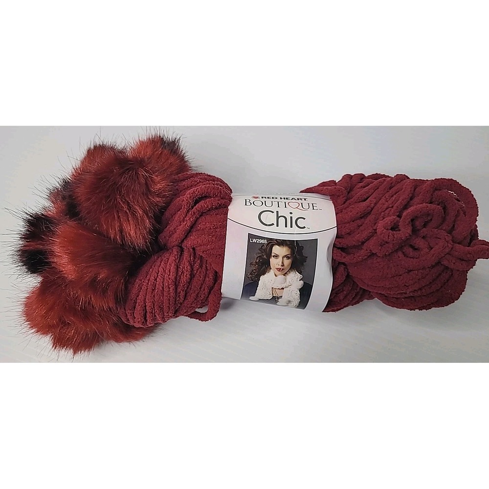 Red Heart Boutique Chic Brandywine Cognac‎ 3.9oz Fun Faux Fur Accents Yarn